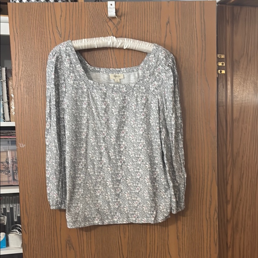 Style & Co Black Smocked Blouse with Long Sleeves